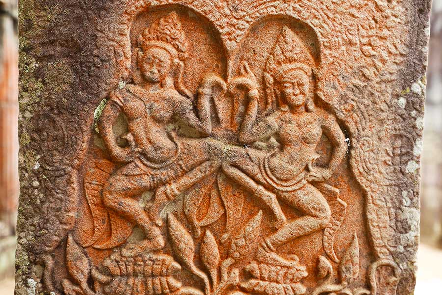 Pink Sandstone - Apsara Dancers - Bayon - DR Steven Martin - Cambodia Historical Geography