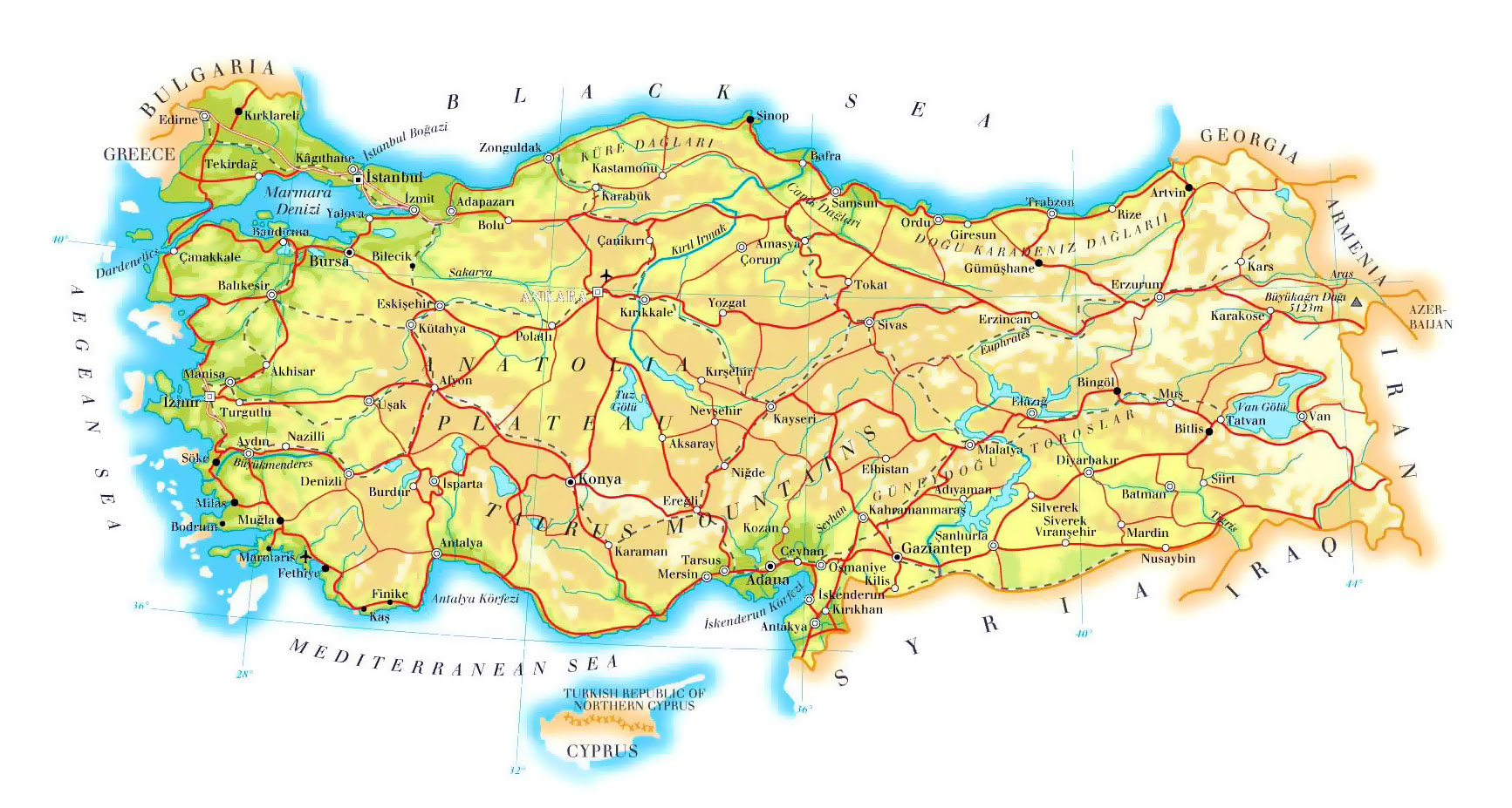 Turkey Geography Map | Steven Andrew Martin | Istanbul webpage | Professor Dr Steven A Martin Learning Adventures