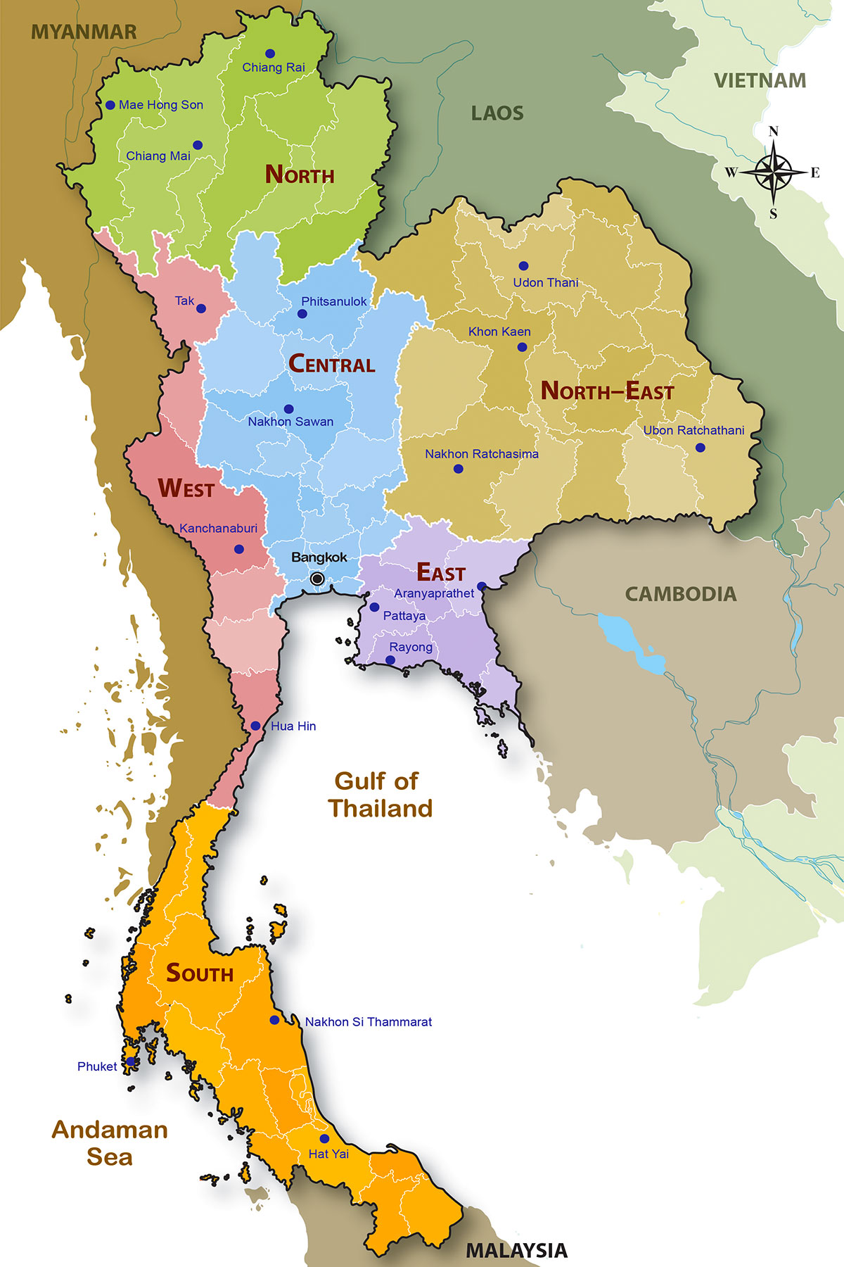 Thai Geography | Regional Map | Dr Steven Andrew Martin © copyright 2019